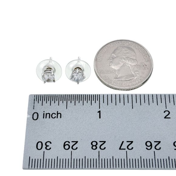 Vintage JCM Sterling Silver 925 5mm Round CZ Stud Earrings - Picture 2 of 3